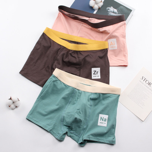 Teen boxer briefs, periodic table print men's underwear, boxer briefs, pure cotton pants wholesale