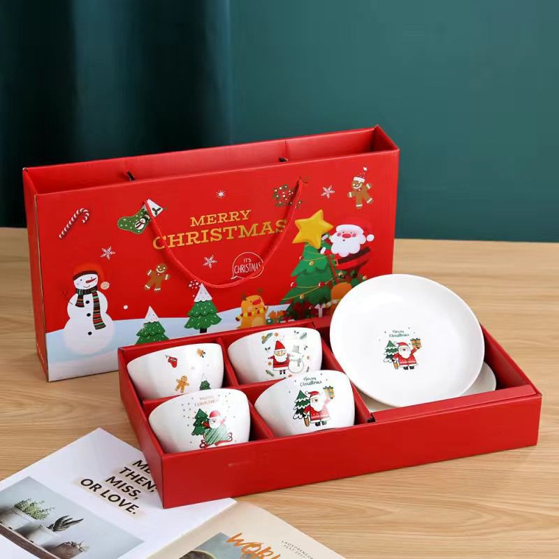 Cerámica de Navidad regalos platos de cerámica creativos conjuntos de platos de cerámica regalos de impresión de logotipo bol