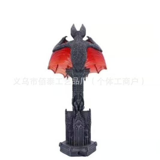 跨境新款Gothic bat wings哥特式蝙蝠之翼台灯万圣节树脂摆件|undefined
