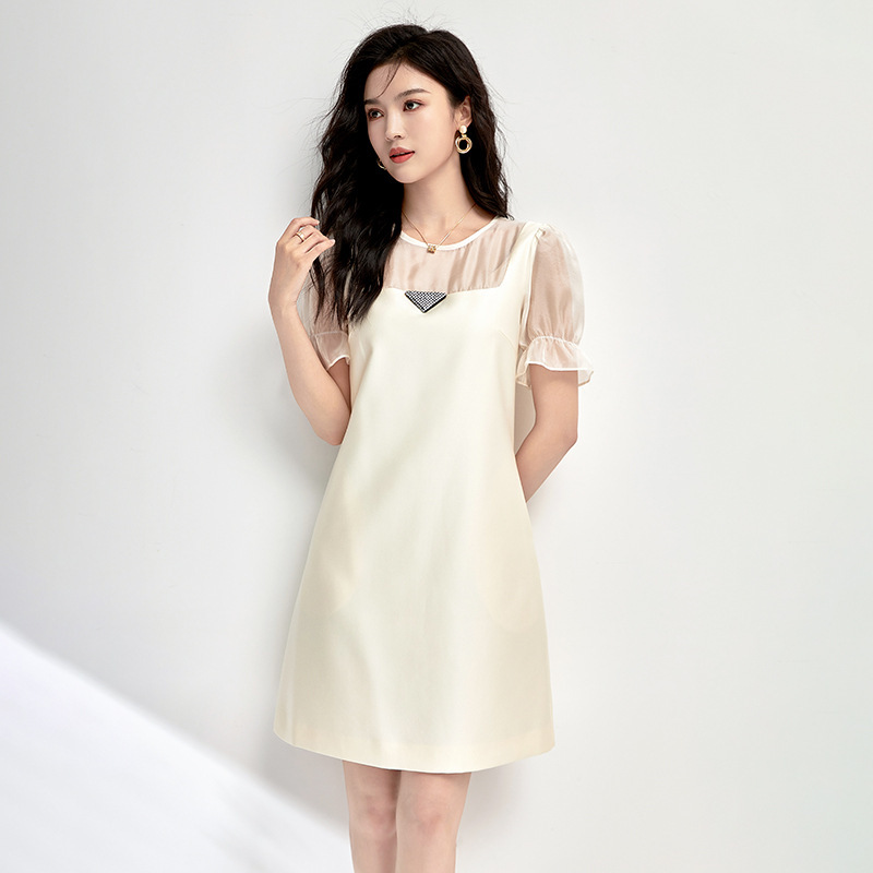 Đầm maxi nữ thắt eo tay ngắn mùa hè — 2411409 - Cam chi tiết 10