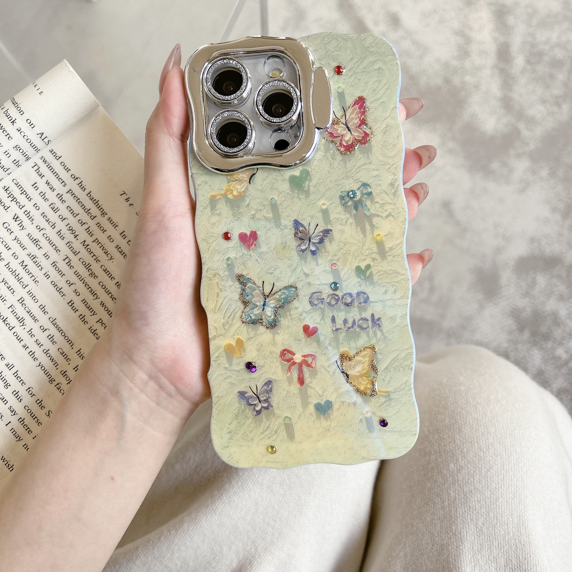 Nueva mariposa de pintura al óleo de fantasía para Apple 15Pro/16Pro funda para teléfono móvil 14/13 nueva 16ProMax mujer