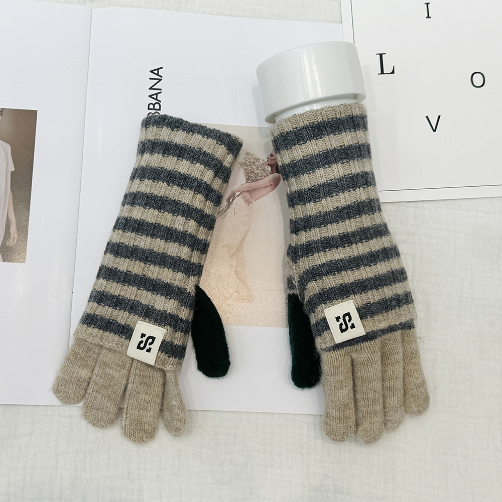 Nuevos guantes de punto de moda de pantalla táctil estriados guantes de motocicleta calientes y resistentes al frío