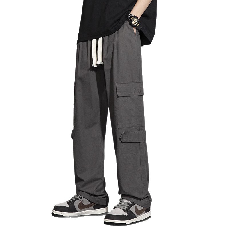 Straight-Leg Casual Pants for Men, Summer Thin Pure Cotton Cargo Pants, Trendy New Men's Loose Fit, Teenage Long Pants