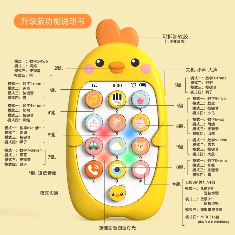 儿童手机玩具2025新款可啃咬宝宝益智早教婴儿仿真模型音乐电话机|undefined