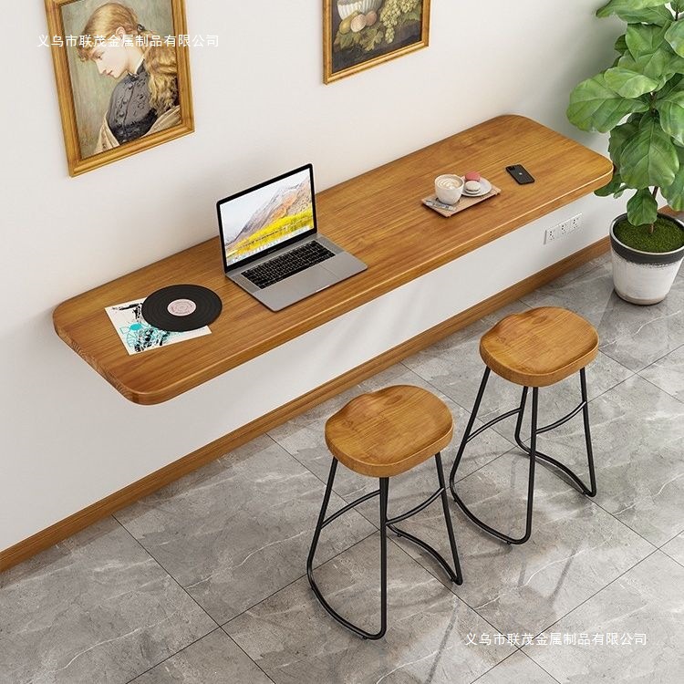Solid wood wall-mounted home bar table, wall-mounted folding table, hanging table, simple study wall-mounted computer desk, book table, dining table