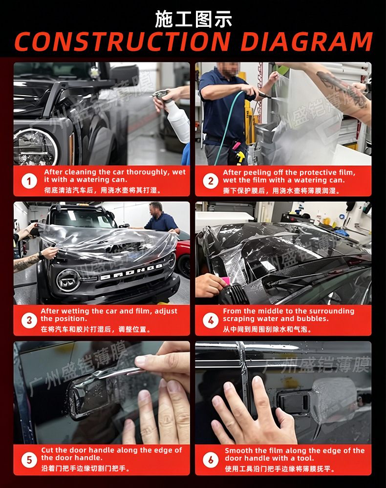Imported TPU car invisible protective film, self-healing, full car paint protection film, anti-scratch, transparent, brightening film