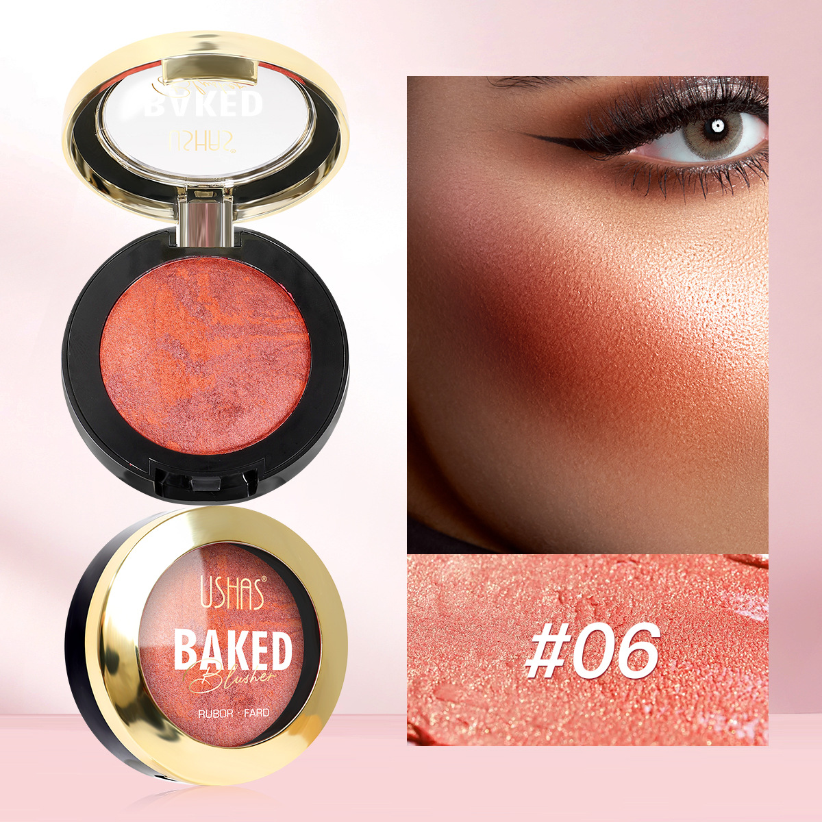 USHAS Transfronterizo Amazon Hot Sale Blush Waterproof Durable Gradient Blush UF061A + B