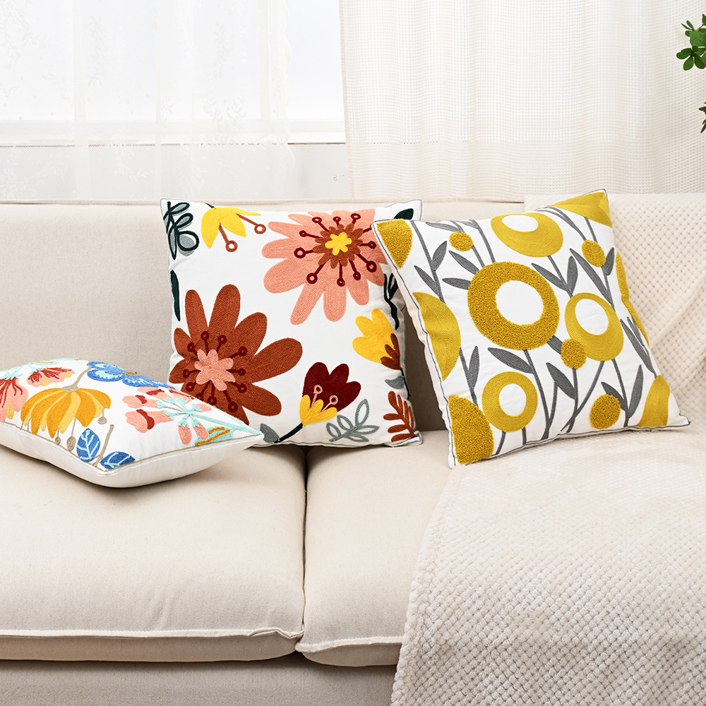 Nordic ins sala de estar toalla bordada sofá almohada cojín pequeño modelo fresco habitación almohada de respaldo de cabecera funda de almohada