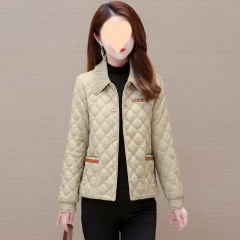 Small fragrance style diamond-shaped thin cotton jacket for women short 2025 autumn and winter new cotton jacket for cotton jacket loose cotton jacket
