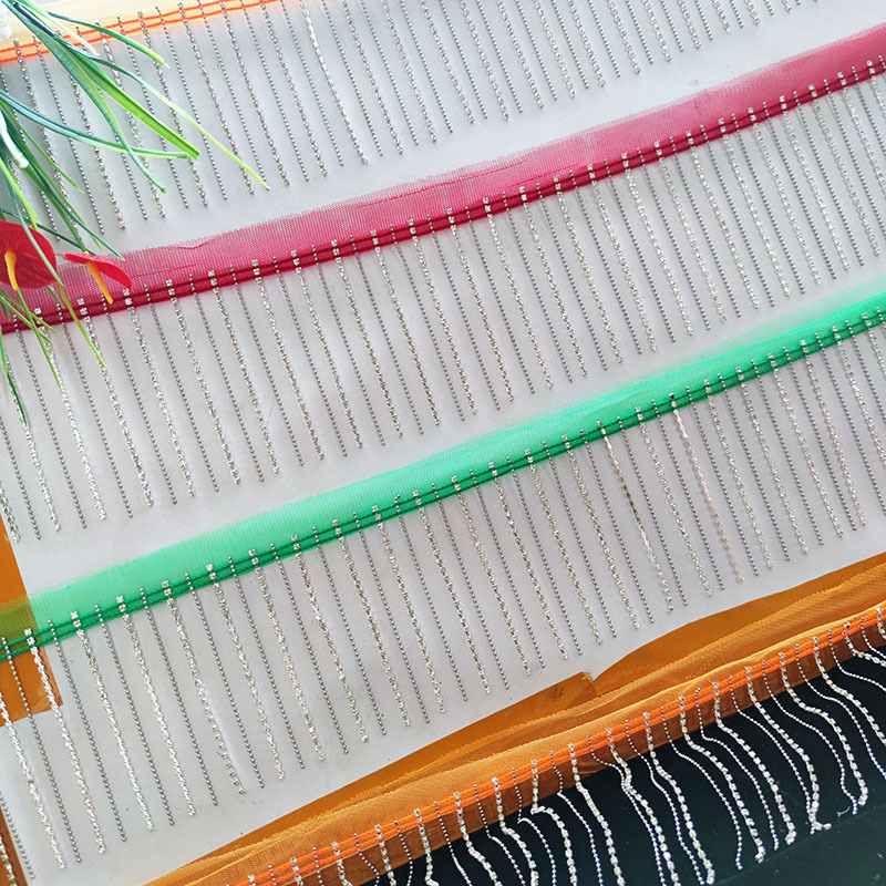 9CM珠链装饰挂帘挂帘钻链链条流苏吊珠铜链不掉色吊珠花边闪银色