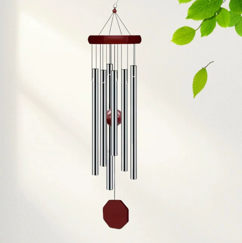 Металлический колокольчик, алюминиевая трубка, 6-трубный восьмиугольный деревянный колокольчик, подвесной маленький подарок, Amazon Tume, трансграничный колокольчик, оптовая продажа