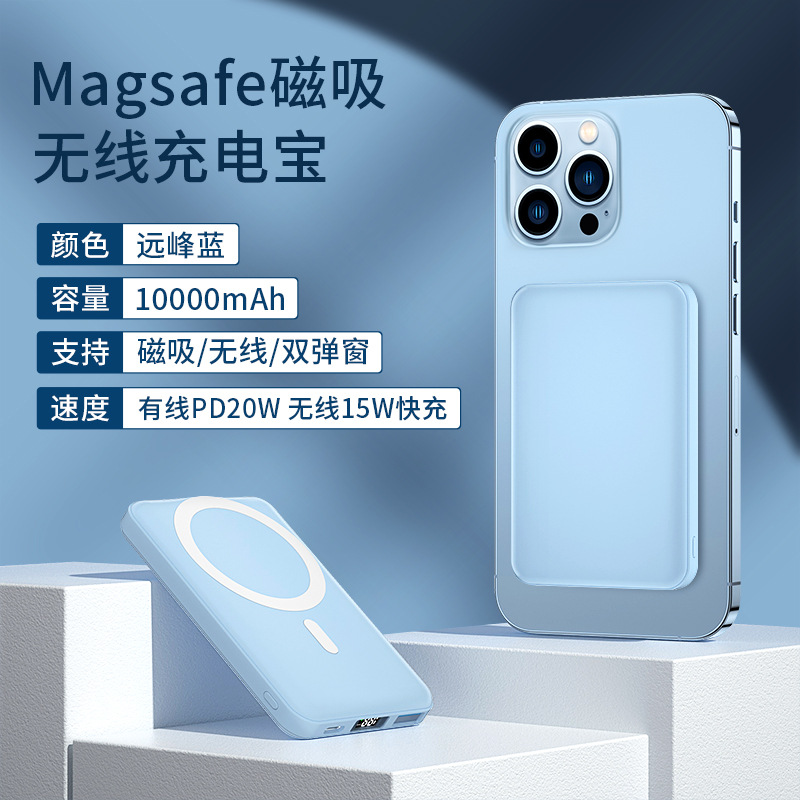 Banco de energía inalámbrico magnético MAGSAFE de 22.5W con carga rápida, batería de gran capacidad con clip trasero, fuente de alimentación móvil con carga rápida.