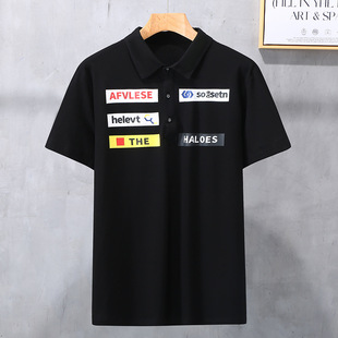 2023 plus size men's loose casual short-sleeved T-shirt plus size plus size bottoming shirt fat guy polo shirt fashion
