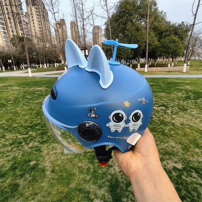 anti-fall summer adjustable helmet, Motosiklet kaskı (dəbilqə) - navy-blue-transparent-short-blue-cat-ear-blue-windmill-1-5-years-old-send-no-13-post-jz