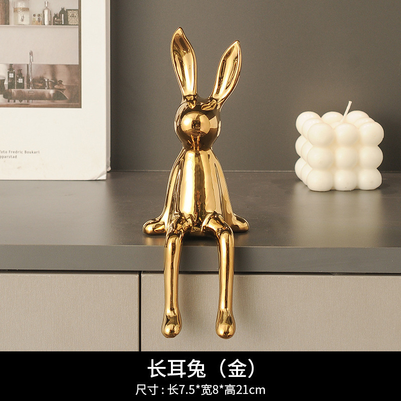 Long-eared rabbit (gold) decorative ornaments
