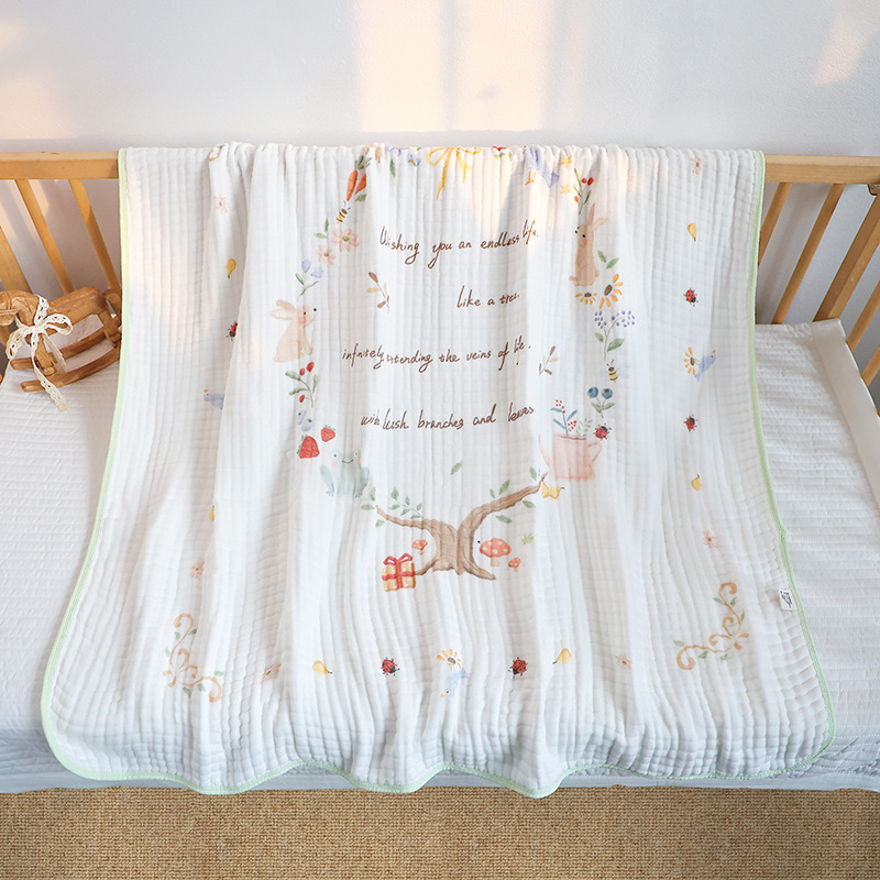 Toalla grande de gasa de bambú y algodón de seis capas para bebés, toalla de baño absorbente para recién nacidos, manta lavable para recién nacidos.