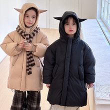 儿童中长款羽绒服加厚2025冬季男女童中小童小恶魔外套韩版洋气潮