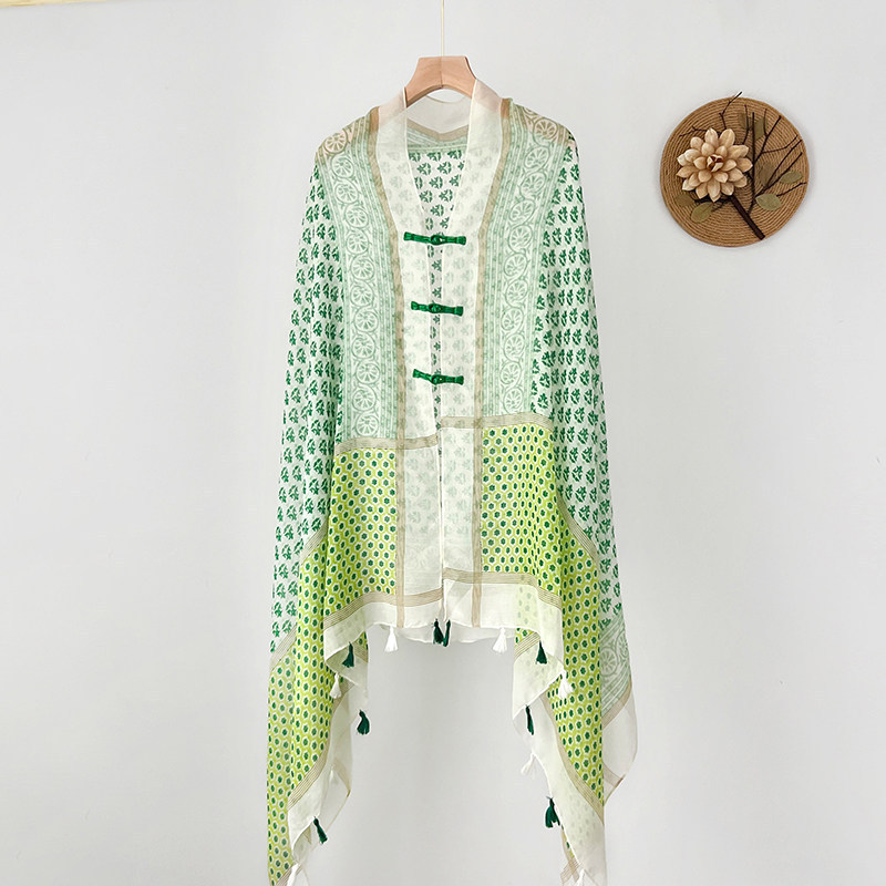 Summer Sun Protection Shawl with Button Closure for Women, New Style, Long Ethnic Style, Suitable for Travel and Photography, Lightweight Beach Silk Scarf Cape Summer Sun Protection Shawl with Button Closure for Women, New Style, Long Ethnic Style, Suitable for Travel and Photography, Lightweight Beach Silk Scarf Cape
