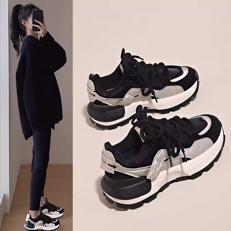 Women's Sneakers 2026 Summer New Versatile Fashion Casual Dad Shoes with Thick Soles, Lightweight Height-Increasing Women's Shoes