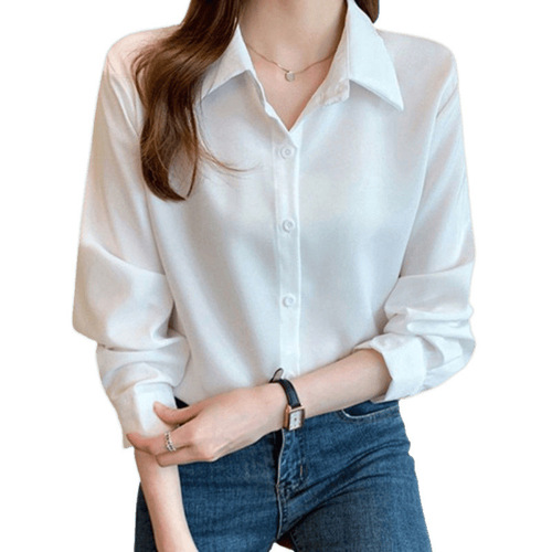 French-style white women's shirt for autumn 2025, autumn/winter professional attire, temperament long-sleeve commuting casual innerwear top