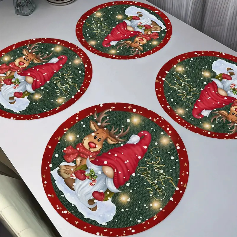 クロスボーダークリスマスラウンド排水マット珪藻泥火傷防止断熱テーブルマット吸水性とお手入れが簡単なプレースマットTEMUドロップシッピング|undefined