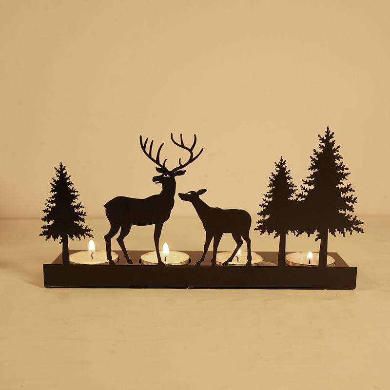 国境を越えた動物クリスマス鉄芸金属ヘラジカの木燭台創造的な工芸品プレゼント家庭装飾品|undefined