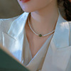 Organic necklace from pearl, jasper jade, retro chain for key bag , advanced jewelry, silver 925 sample, high-quality style