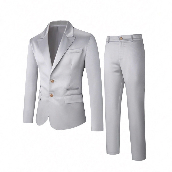 Completo da uomo europeo-americano, giacca e pantaloni, colore argento, nuovo modello 2026, per commercio estero e transfrontaliero, abbigliamento formale da lavoro._voghion.com