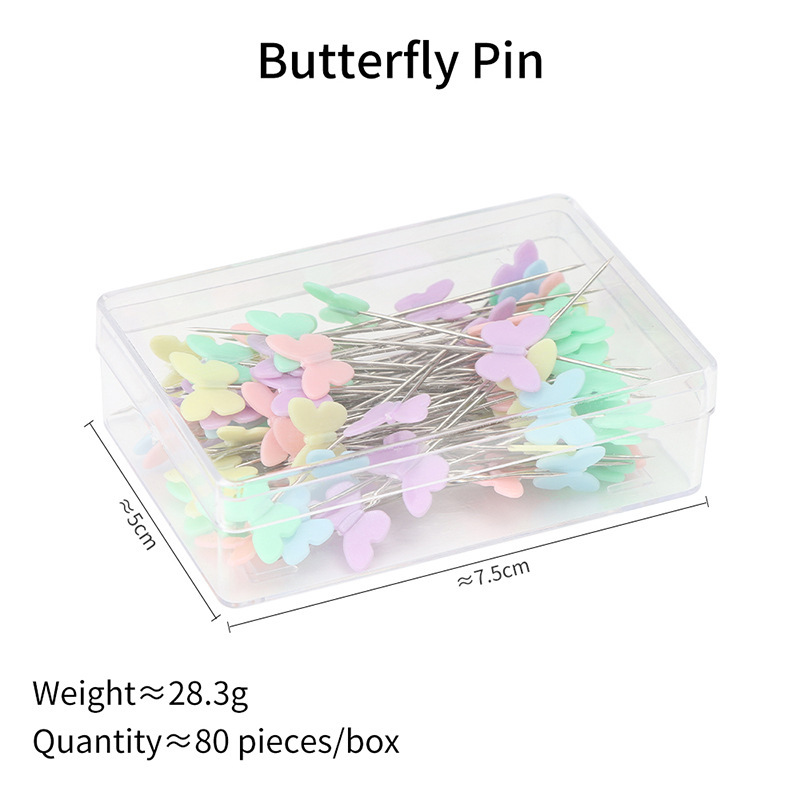 80/caja de botones de plástico aguja de posicionamiento de mariposa ropa de posicionamiento de corte tridimensional alfiler fijo aguja de posicionamiento de color