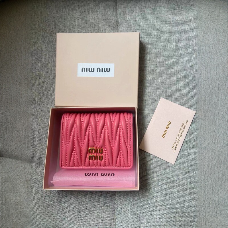 miu ミニプリーツカードホルダー女性インターネットセレブファッションショート小銭入れ口紅バッグチェーンバッグカードホルダー財布バッグ|undefined