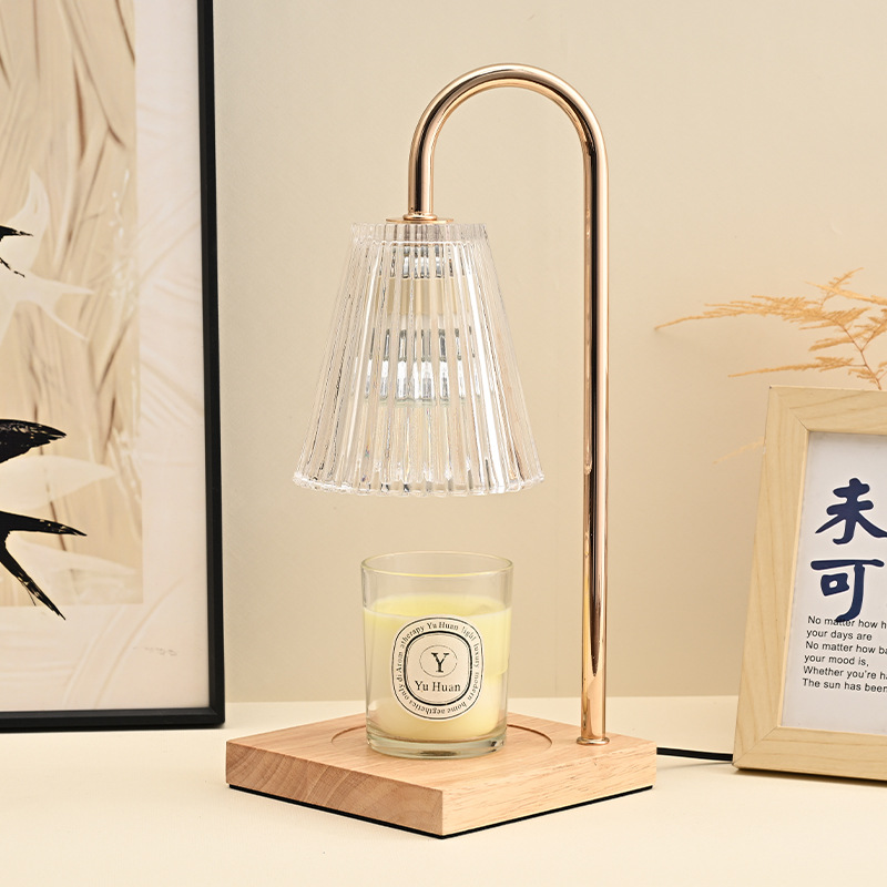 La nueva lámpara de cera de aromaterapia de atenuación con temporizador, lámpara de mesa decorativa simple, lámpara de vela de derretimiento de troncos, lámpara de aromaterapia sin fuego
