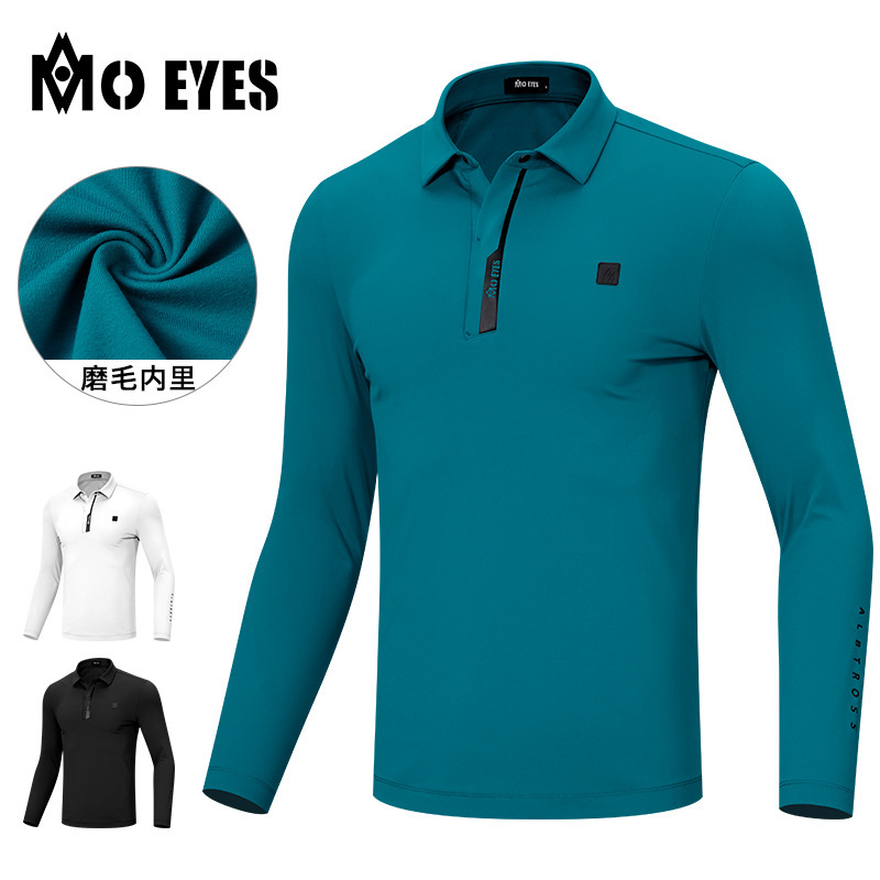 MO EYES magic eye golf clothing men's long-sleeved autumn and winter sports stretch T-shirt warm brushed lining