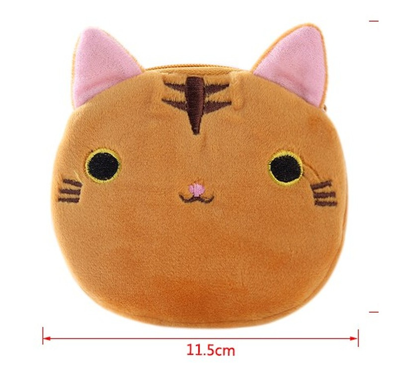 7g Weight Zipper Closure Type Women's Cat Plush Zipper Coin Purses