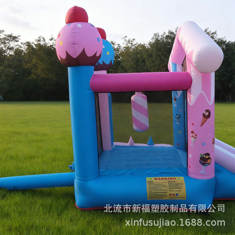 Transfronterizos para el hogar pequeño castillo de helados inflables para niños indoor y outdoor jumping cama diapositiva juguetes