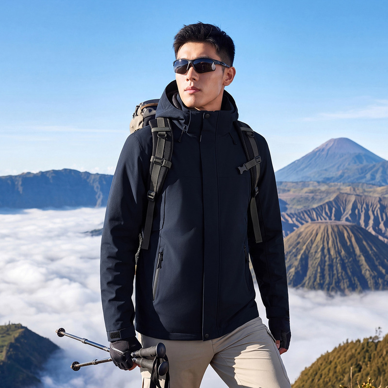 Autumn and winter three-in-one outdoor mountain-style soft shell jacket for men and women, windproof and waterproof casual coat with logo