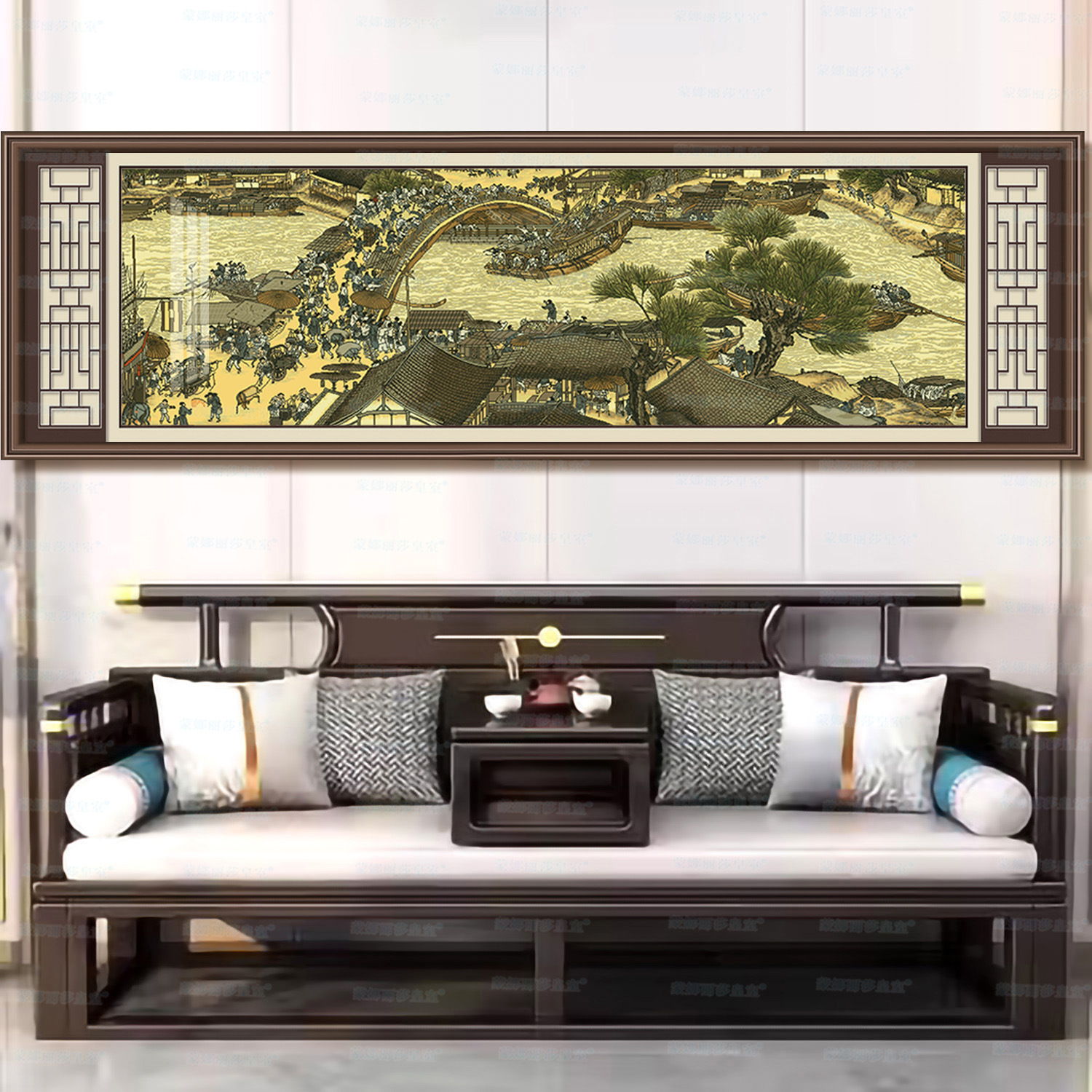 Monalisa Royal punto de cruz Qingming suprema sección puente arco pintura China colección salón bordado hilo hecho a mano image 4