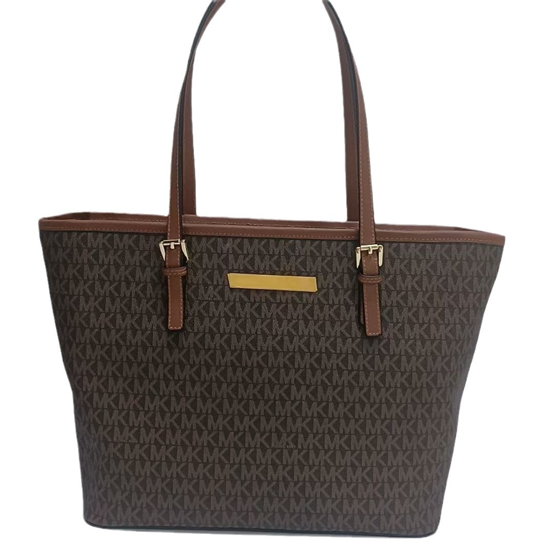 MK Shopping Bag for Women 2024 New Genuine Leather Large Capacity Shoulder Bag Luxury Commuter Cowhide Tote Bag - Thumbnail 5