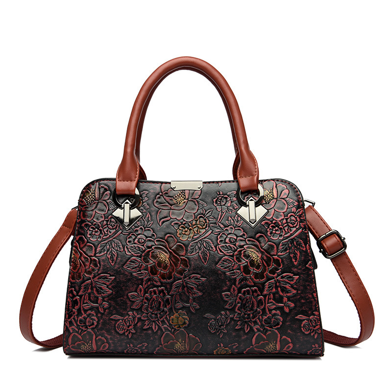 Bolso de mujer de estilo chino 2023 nueva moda de charol bolso de Madre de mediana edad estilo étnico bolso de gran capacidad bolso de hombro