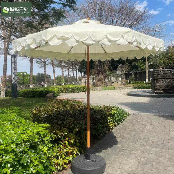 In-Stock, Immediate Delivery: Outdoor Patio Parasol, Park Stall, French-Style Wedding, Double-Layer Wave-Shaped Market Grass Sun Umbrella