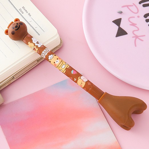 Oso de cuello largo creativo bolígrafo de góner bolígrafo de modelado de oso de dibujos animados papelería linda bolígrafo de agua para estudiantes bolígrafo de oficina bolígrafo de firma