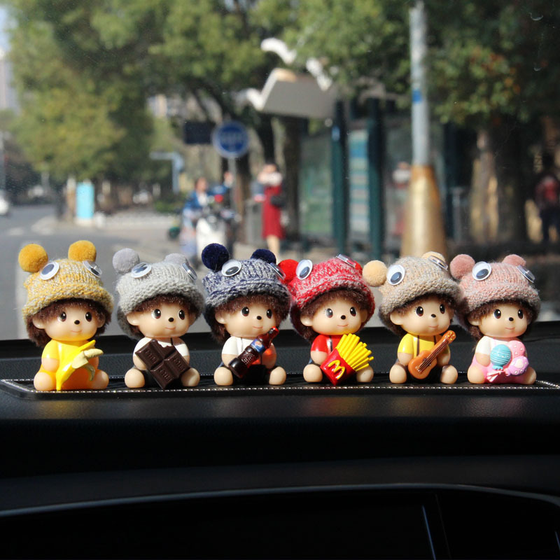 Adornos del coche Adornos de la consola central del coche Adornos del coche Monchic Adornos del coche Dibujos animados Suministros de coche lindo