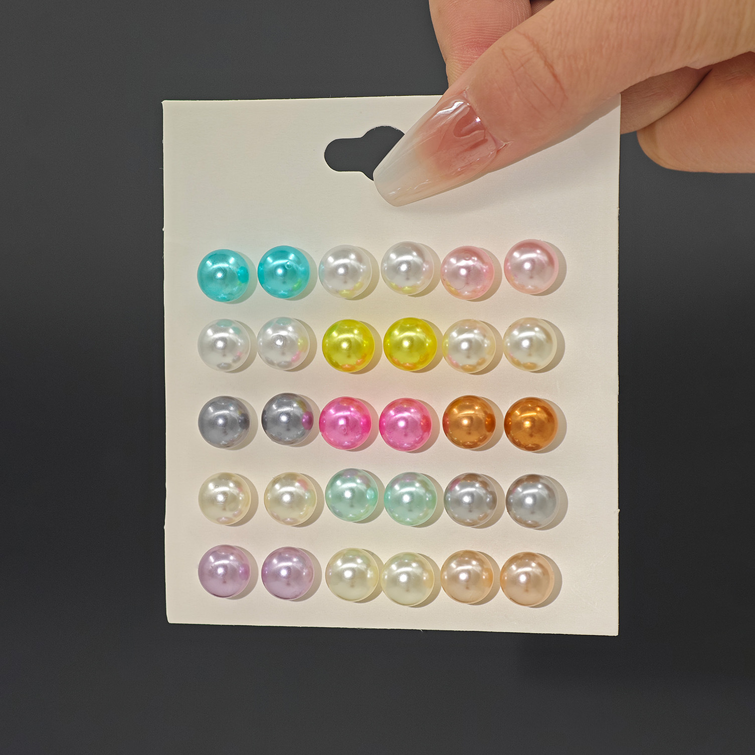 Juego de aretes de perlas de zirconio multicolor – simple, versátil, nuevo producto transfronterizo