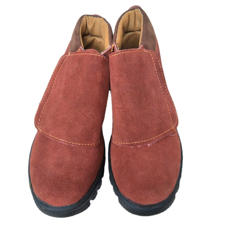 劳保鞋 厂家货源棕色橡胶底中帮加盖劳保鞋 防砸防刺穿劳保鞋