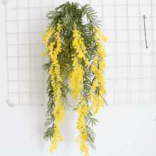 仿真花 金合欢藤条假花植绒毛球花
