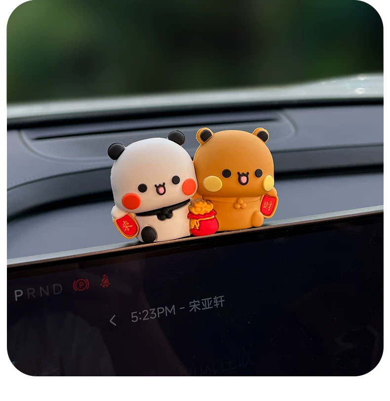 Cute and adorable couple figurines, perfect for decorating the car's center console screen or rearview mirror