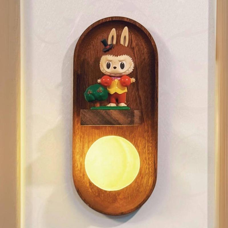 発光ナイトライト中世無垢材フレンチウォールマウント磁気壁装飾モダンクリエイティブ DIY B&B 壁アクセサリー|undefined