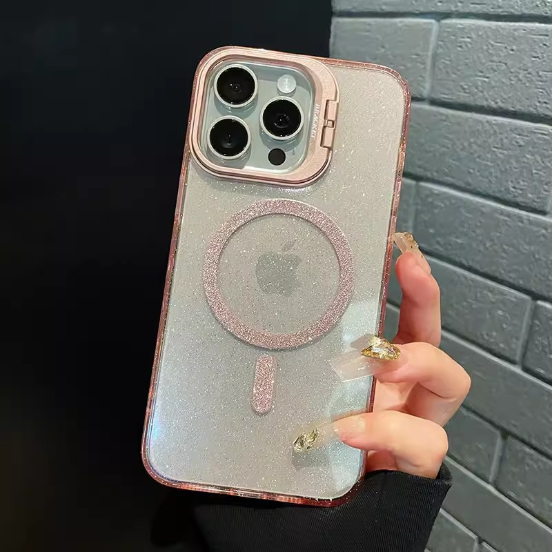 Soporte de lente para iPhone Apple 17 caso de teléfono celular transparente polvo flash absorción magnética 15 / 16 PRO cubierta de protección contra caídas