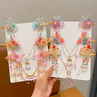 Hanfu головной убор женский национальный ветер ребенок жемчуг бабочка цветок лба цепочка заколка для волос девушка супер фея сладкая кисточка