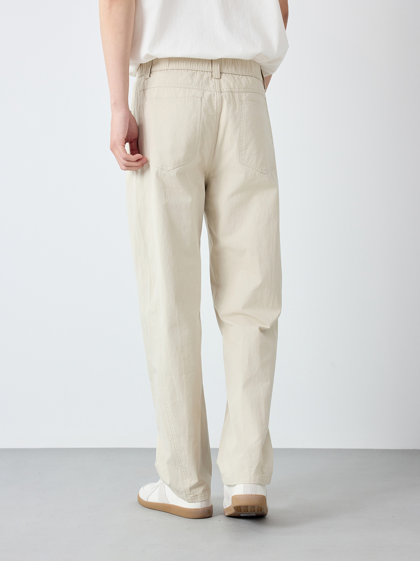 Quần kaki nam công sở chất liệu cotton pha lanh dáng suông — đen