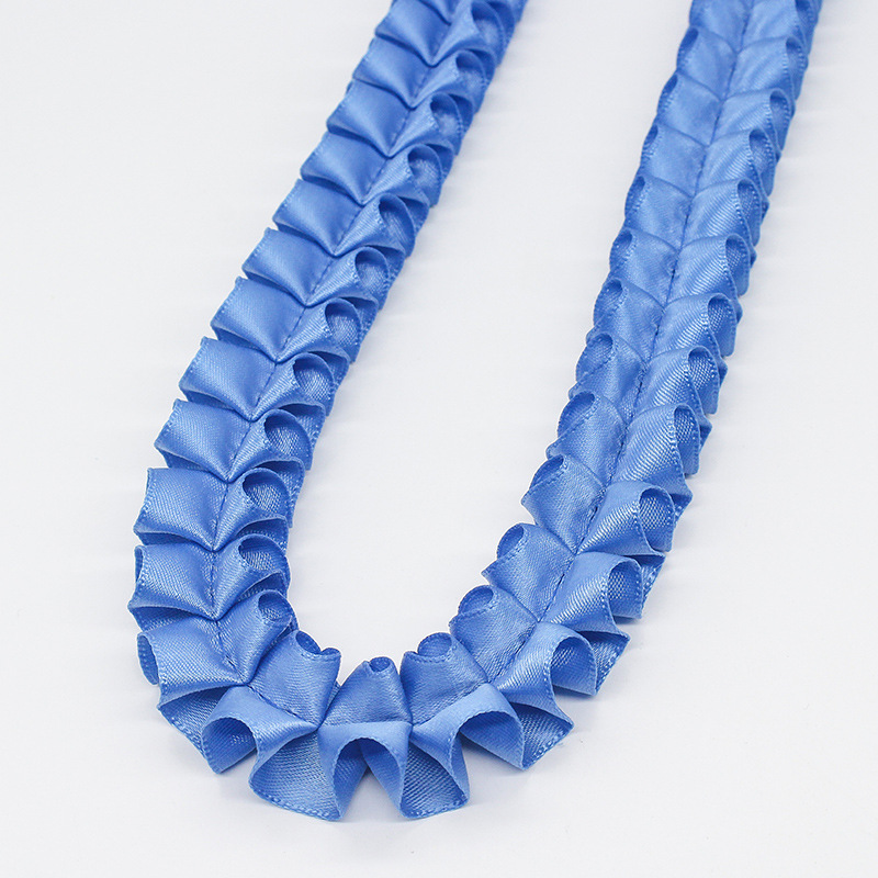 Fabricantes al por mayor de 2,5 cm de ancho doble poliéster plegado borde de lótus cinta DIY accesorios de ropa hecha a mano decoración cinta de encaje